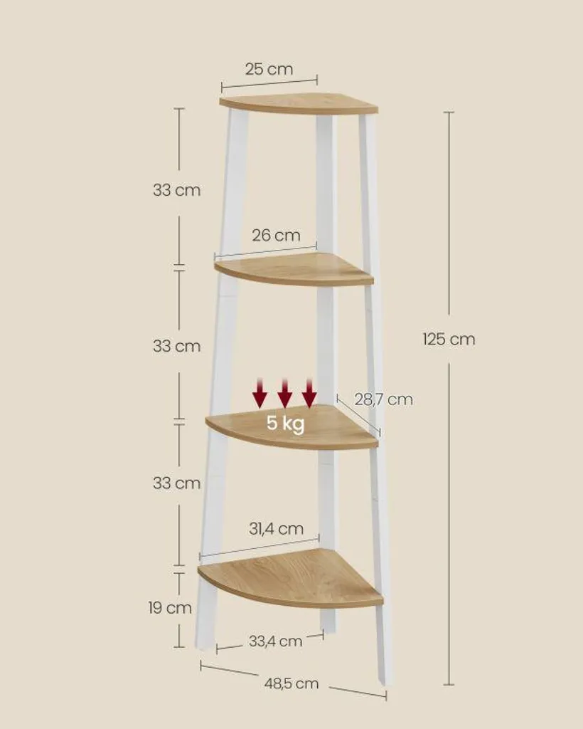 Étagère d'angle pour pièces encombrées solution rangement 4 niveaux - 3