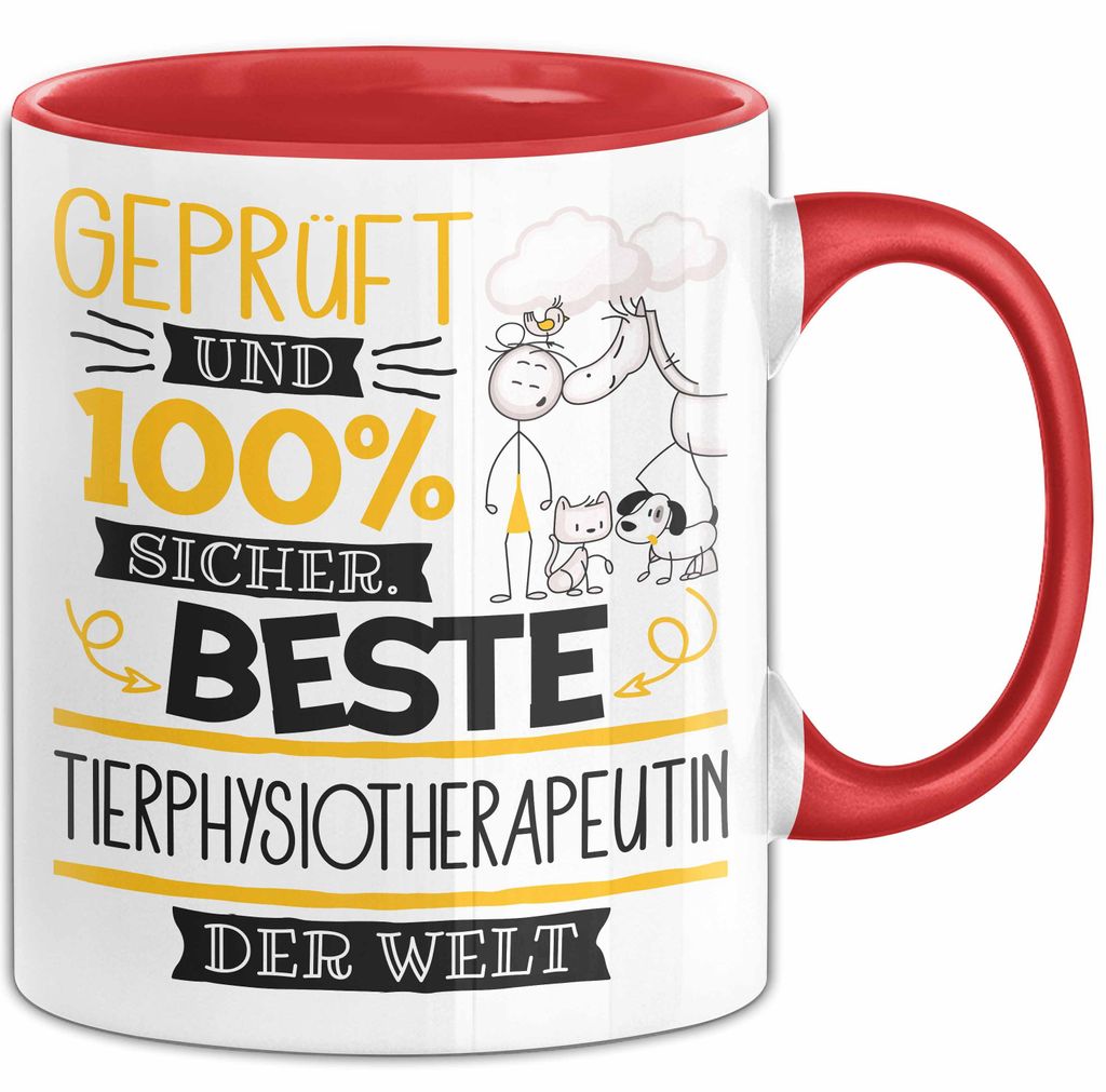 Beste Tierphysiotherapeutin Der Welt Tasse Geschenk für Eine Tierphysiotherapeutin Und Sicher Geschenkidee Geburtstag Weihnachten (Rot)