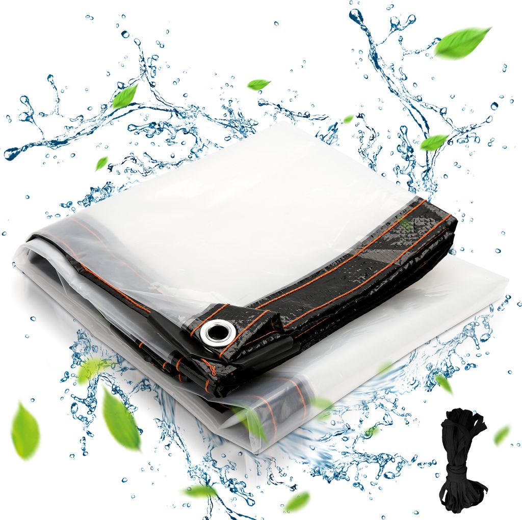 Aopunly Wasserdichte Transparente PVC Plane mit Ösen, Produktbild 