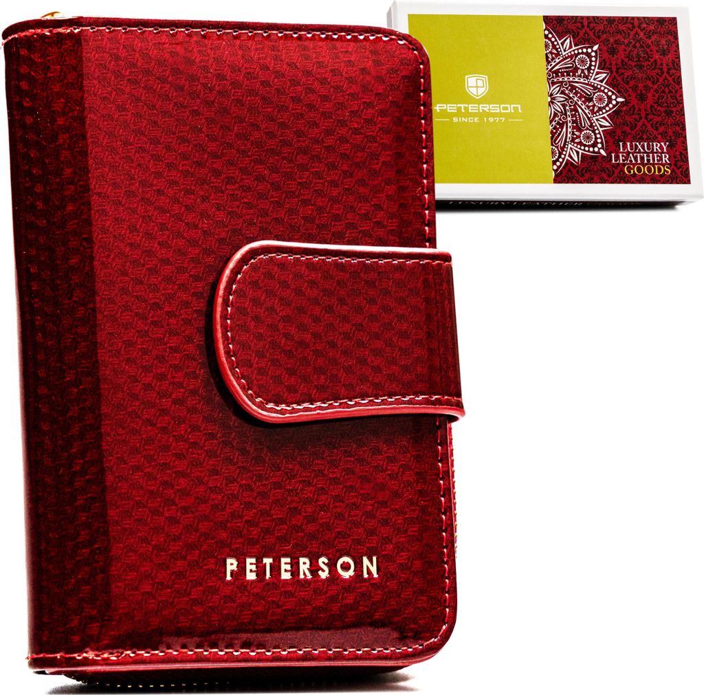Peterson | Damen Portemonnaie, mit Lederverschluss, in rot, 8.5x12.5 cm