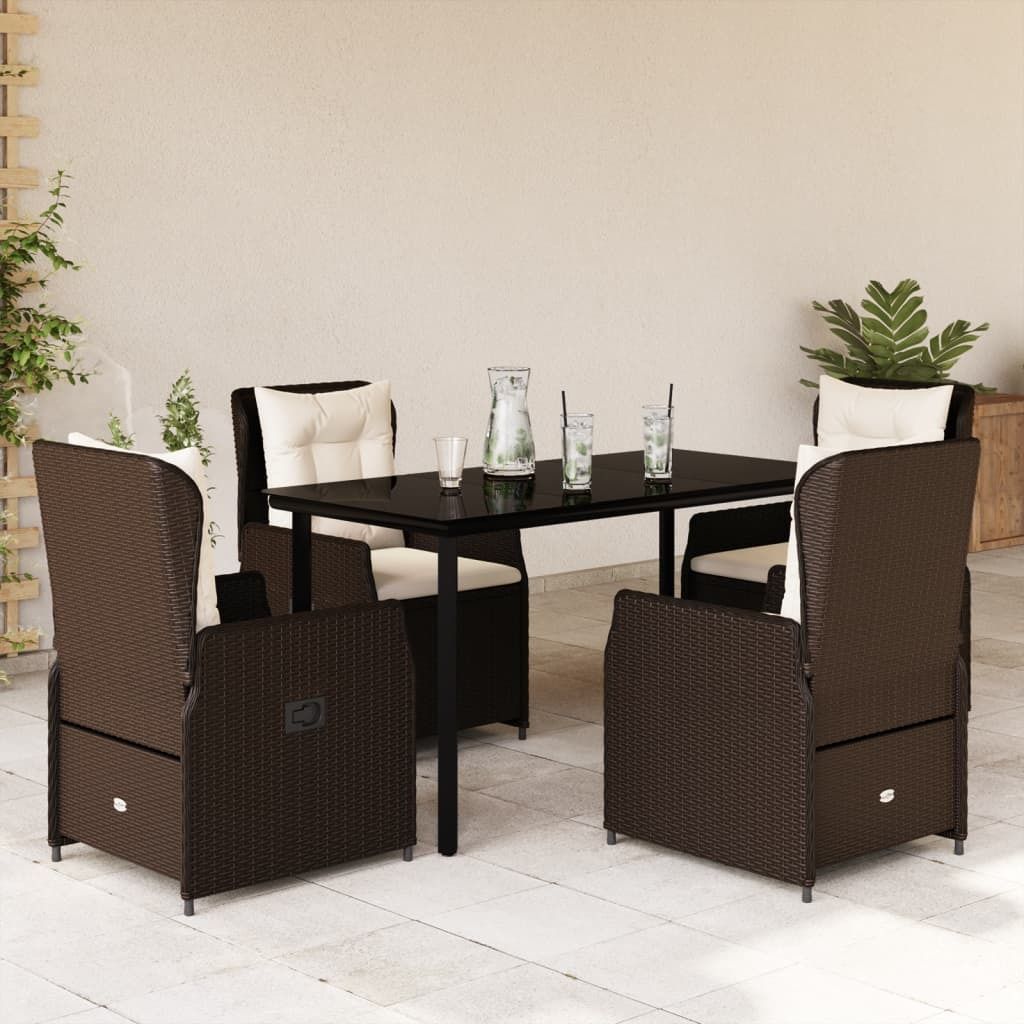 Maison Exclusive - 5-tlg. Garten-Essgruppe mit Kissen Braun Poly Rattan