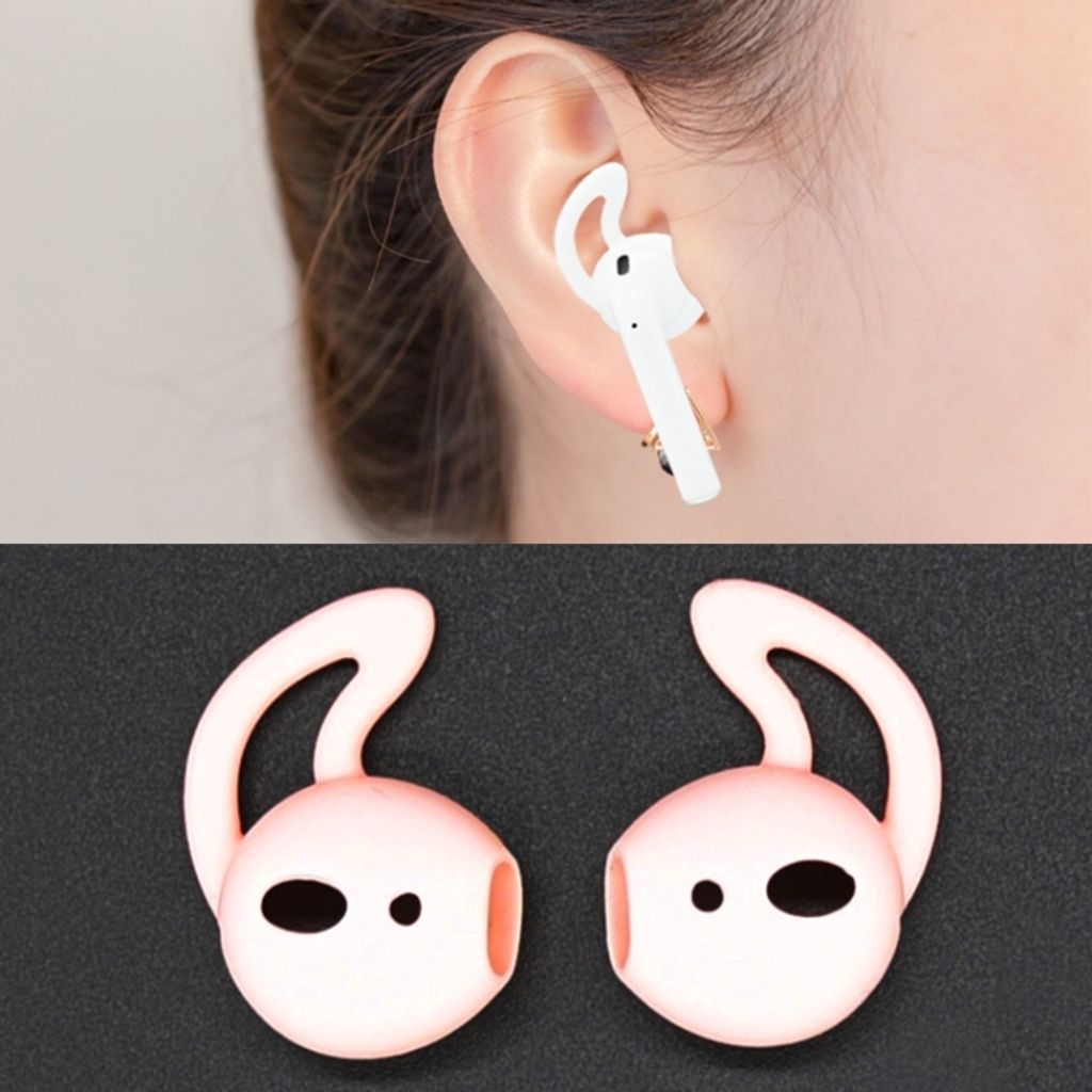 2pcs Wireless Bluetooth Earphone Silicone Ear Caps Earpads für Apple AirPods (Pink)