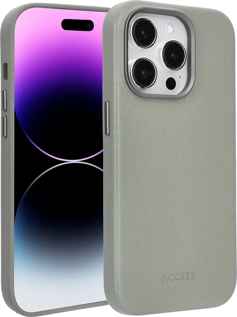 iPhone 14 Pro Cover Pelle Accezz MagSafe Grigio Chiaro - Protettiva