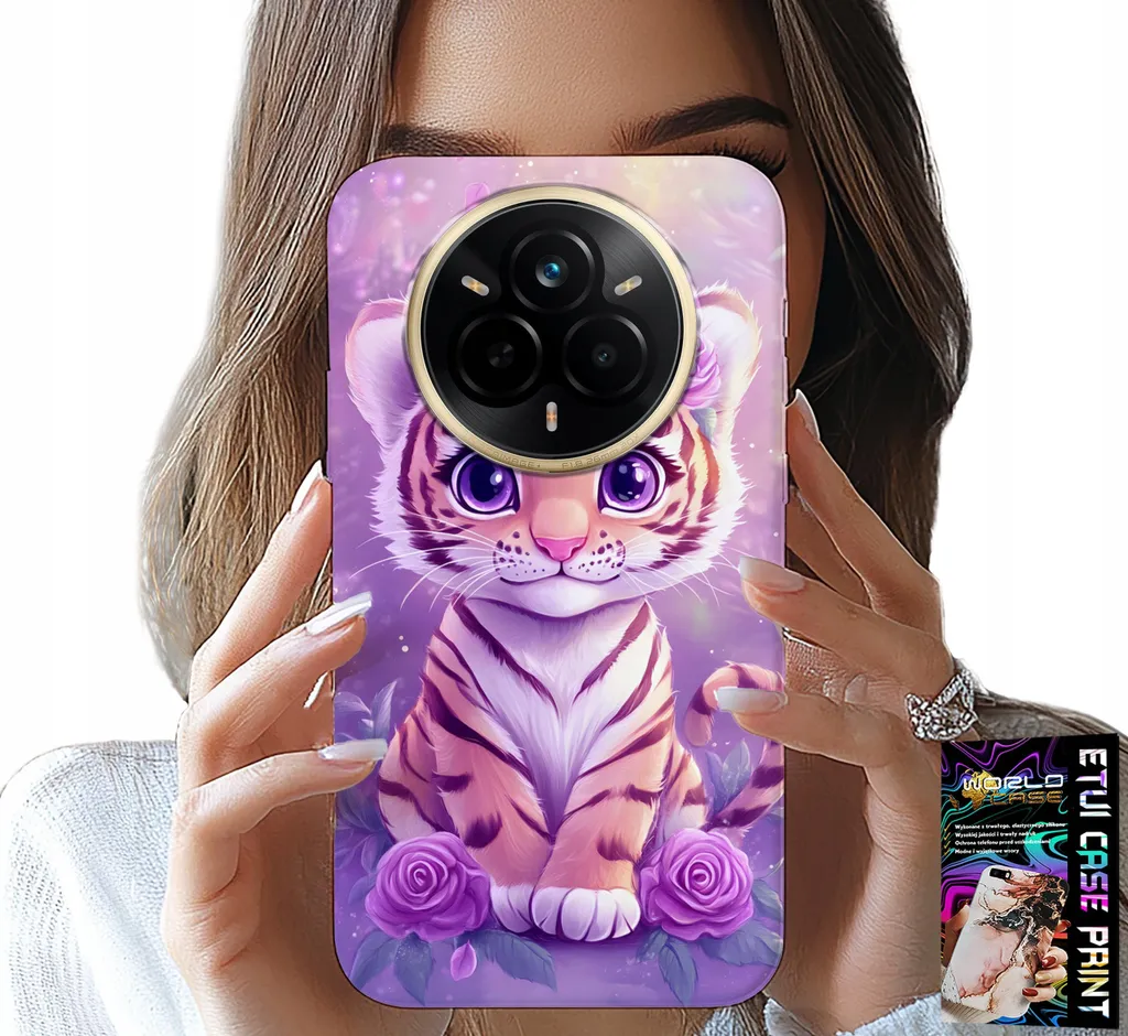 Case Realme 14 Pro 5G Pink Tiger Design + Screen Protector Kit - 1