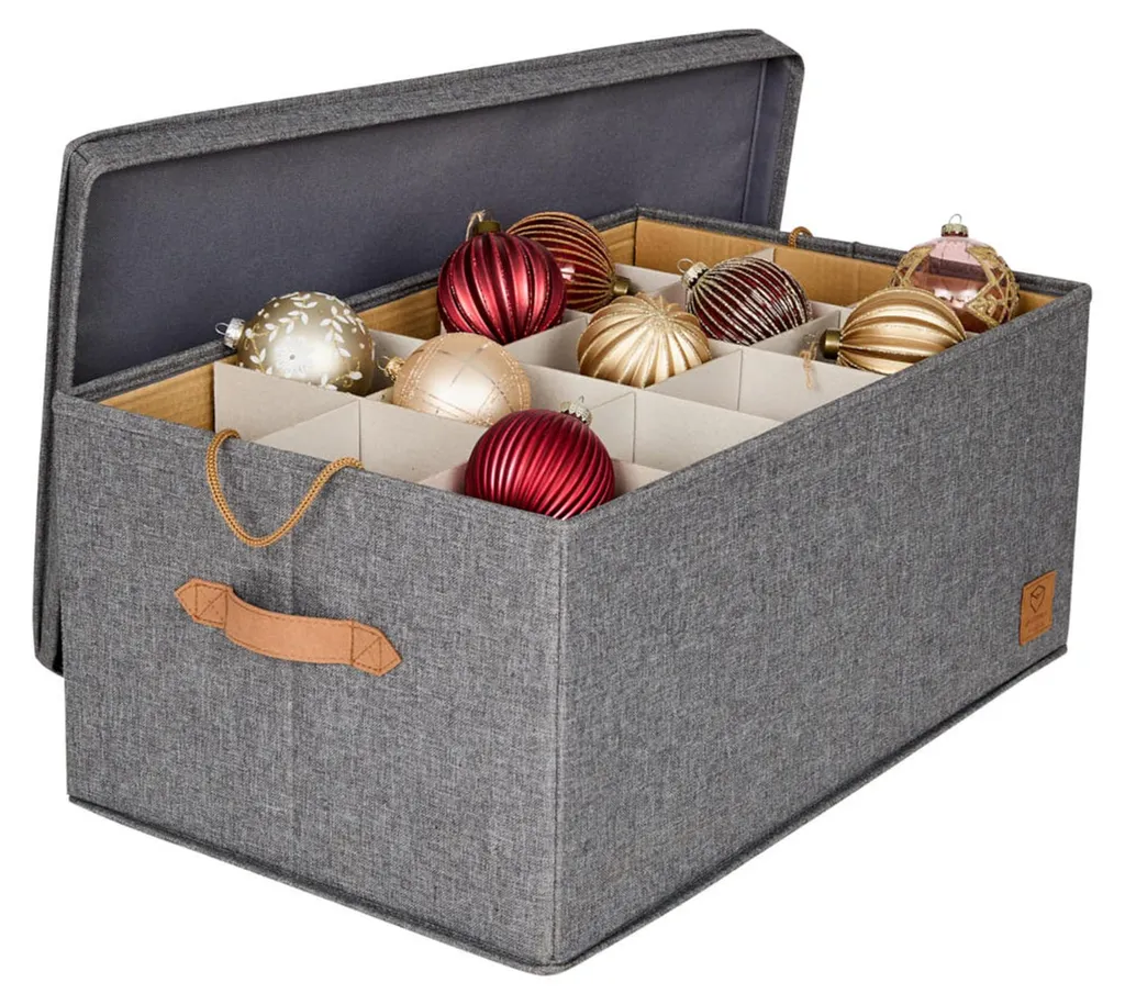 Fini les boules cassées avec cette boîte de rangement Noël à tiroir gris