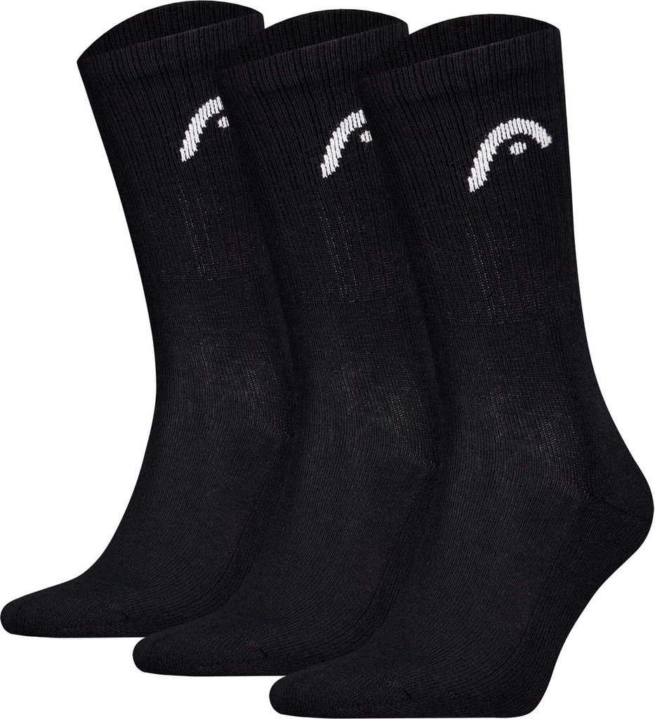 HEAD Unisex Socken, 3er Pack - All Sport Training Crew, Sportsocken, Logo Schwarz 39-42