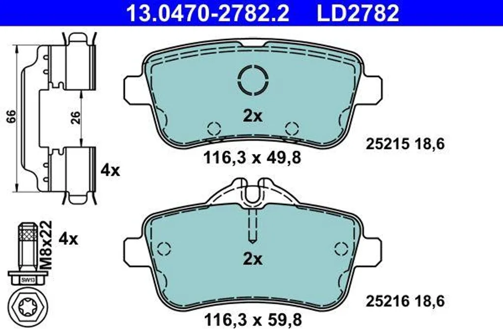 Plaquettes de frein ATE 13.0470-2782.2 contre les bruits et sifflements