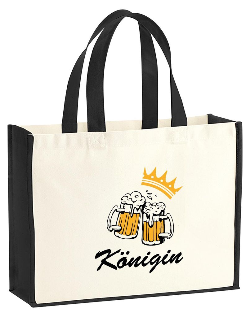 Huuraa Jutetasche Königin Schützenfest 21 Liter Black Jute und Baumwolle Einkaufstasche Geschenkidee