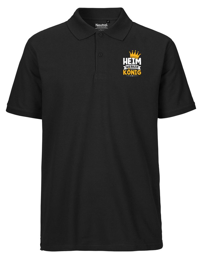 Huuraa Herren Polo Shirt Heimwerker König M Black Bio Baumwolle Fairtrade Poloshirt Geschenkidee