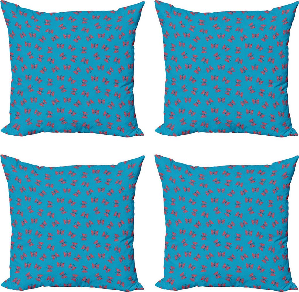 ABAKUHAUS Schmetterling Kissenbezug Set (4 Stück), Abstract Spring, Moderner Doppelseitiger Digitaldruck, 45 cm x 45 cm, Mehrfarbig