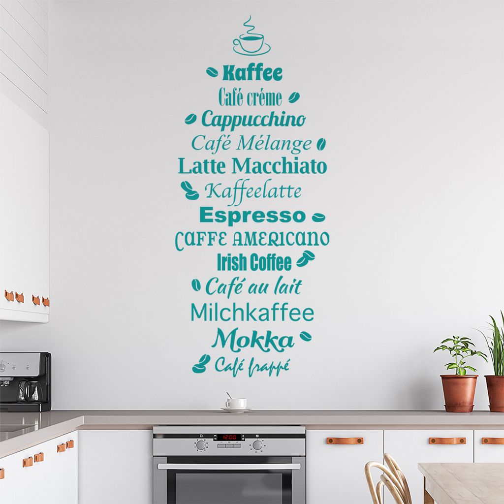 Wandtattoo Kaffee Nr. 3 Wandtattoo in 6 Größen - Wandaufkleber Wall Sticker - Dekoration, Küche, Wohnzimmer, Schlafzimmer, Badezimmer