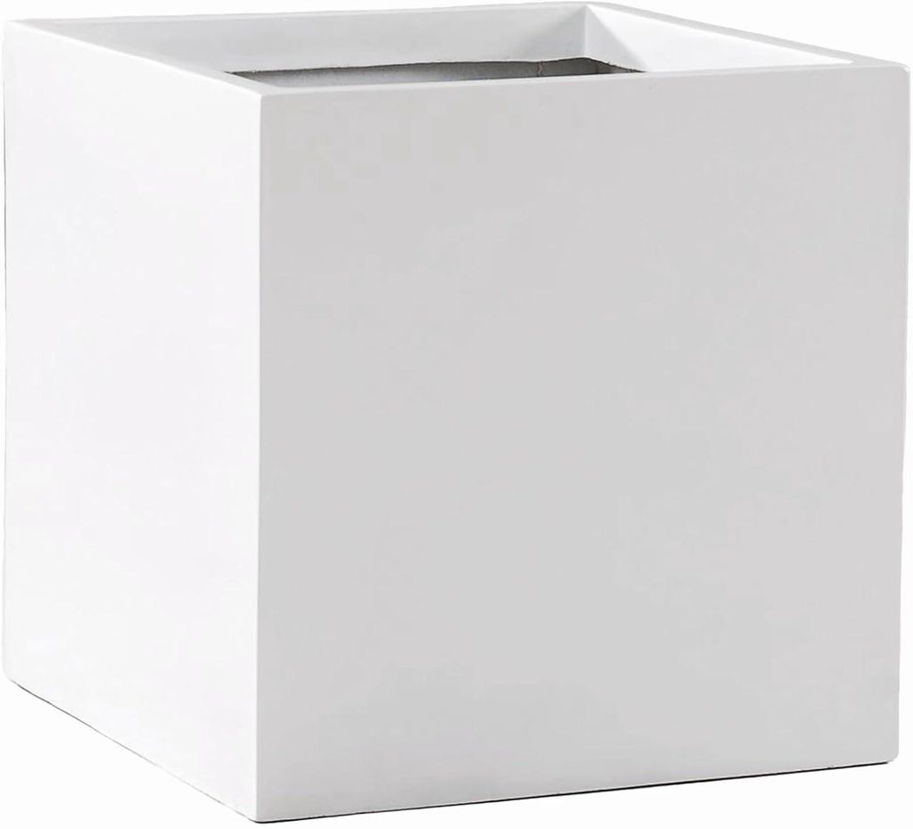 VIVANNO Jardinière en fibre de verre BLOCK cube, blanc mat Image du produit 