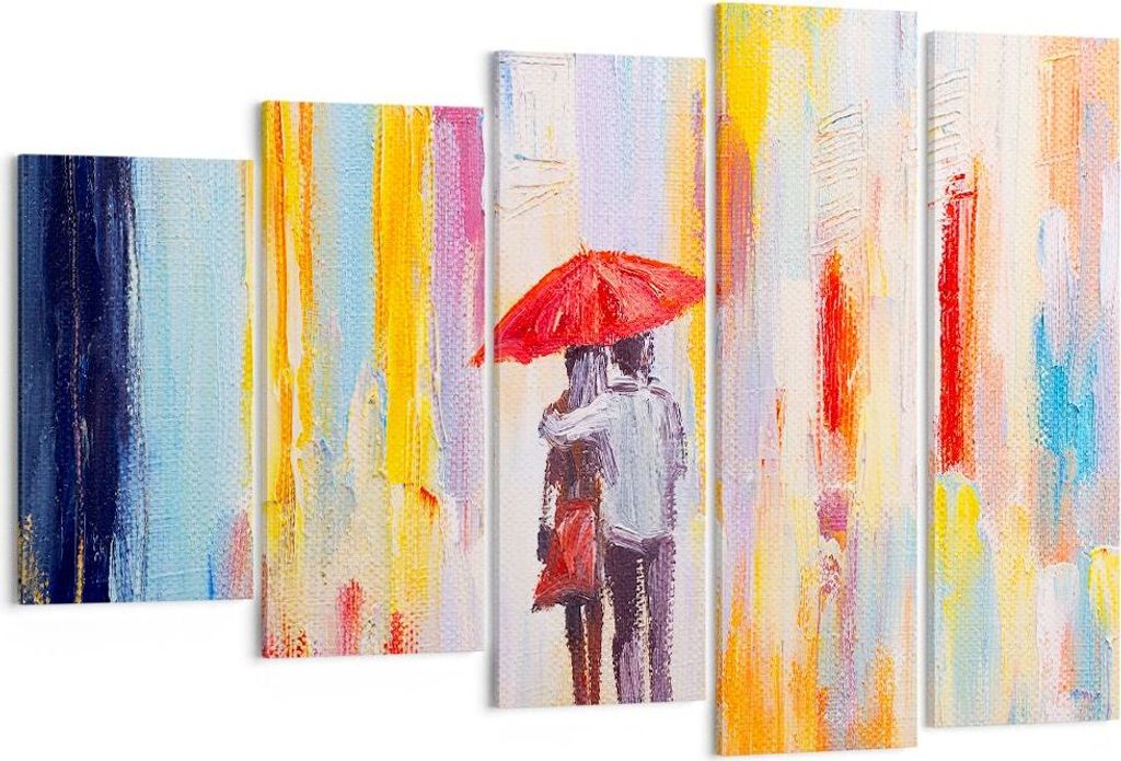 Bild auf Leinwand - Leinwandbild - Liebhaber Regenschirm - 150x100cm - Wand Bild - Wanddeko - Leinwanddruck - Bilder - Kunstdruck - Wanddekoration ...