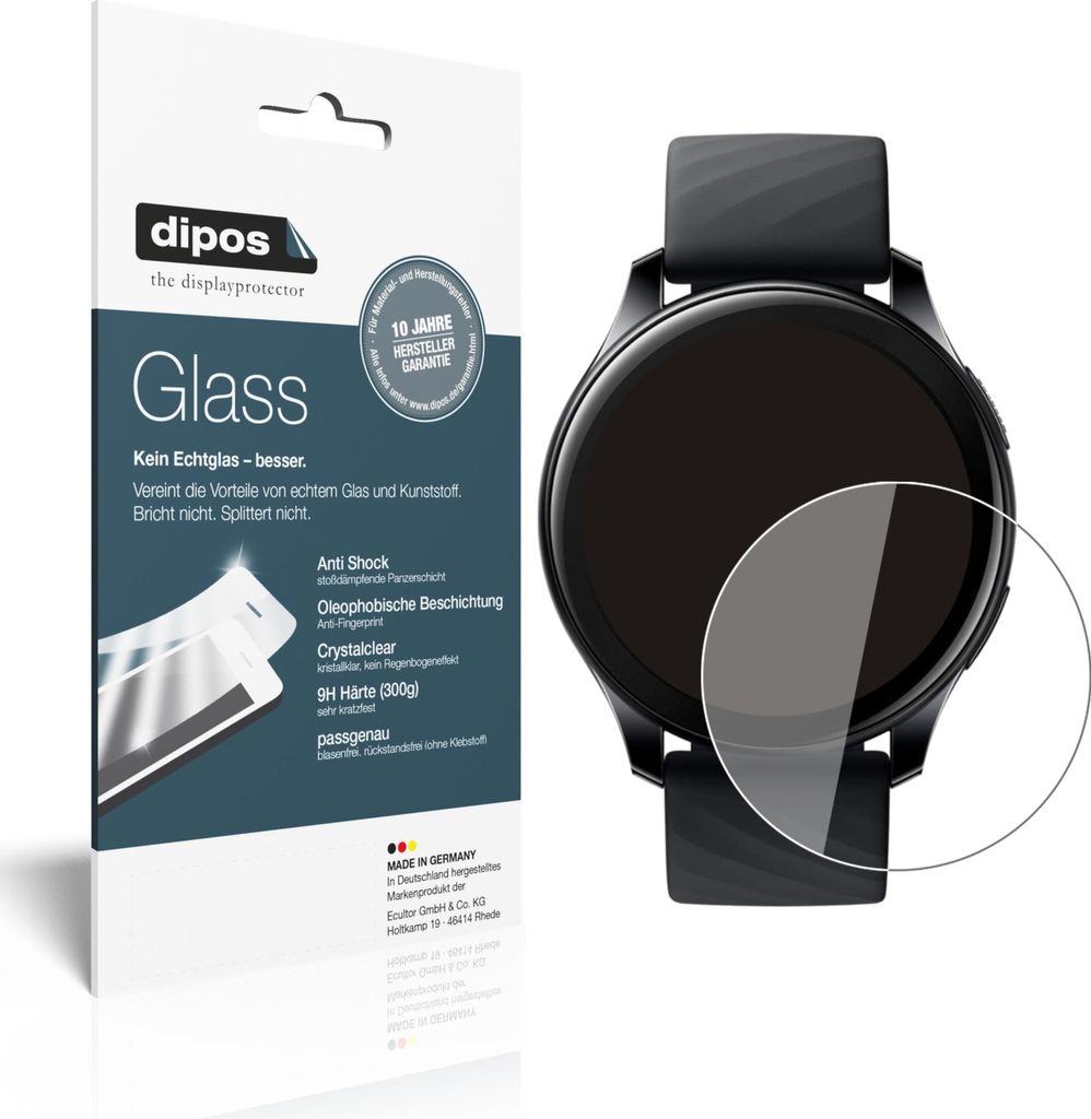 1x Schutzfolie für OnePlus Watch (46mm) - Anti-Shock 9H Folie dipos Glass Kunststoffglas