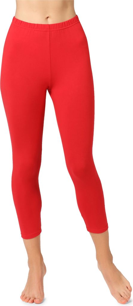 Bellivalini Damen 3/4 Leggings aus Baumwolle BLV50-156 (Rot, XL)