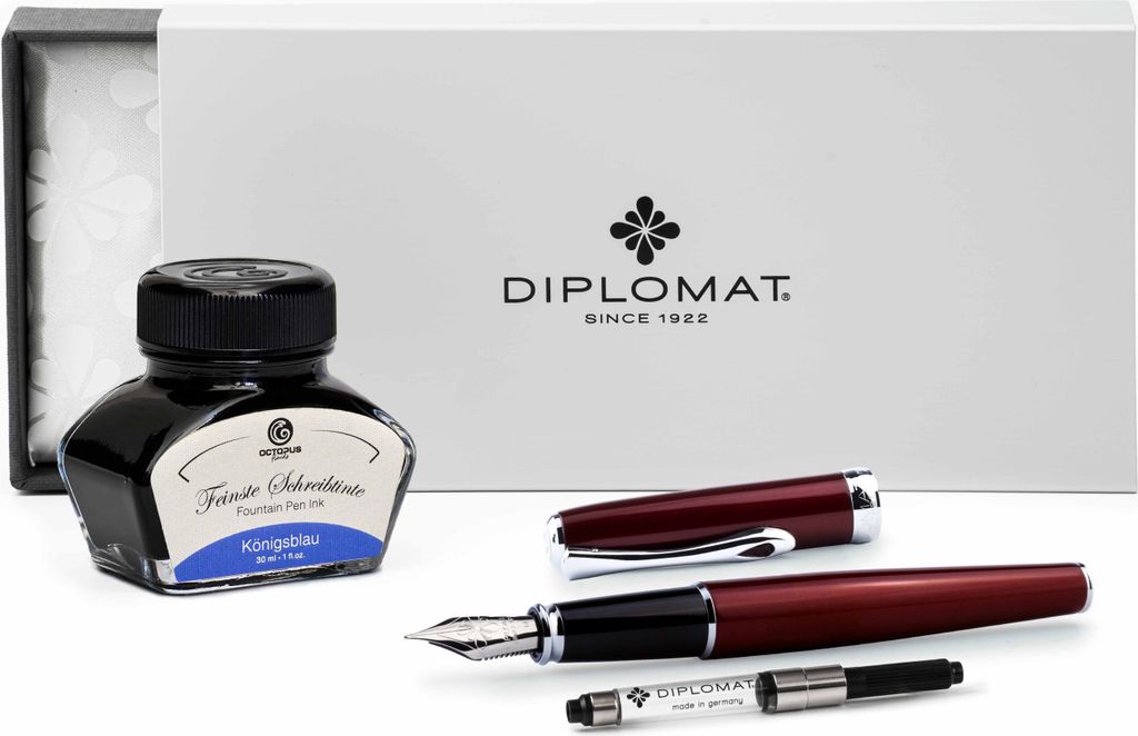 Füllhalter Diplomat Excellence A2 Magma Rot mit Schreibtinte, Stärke M