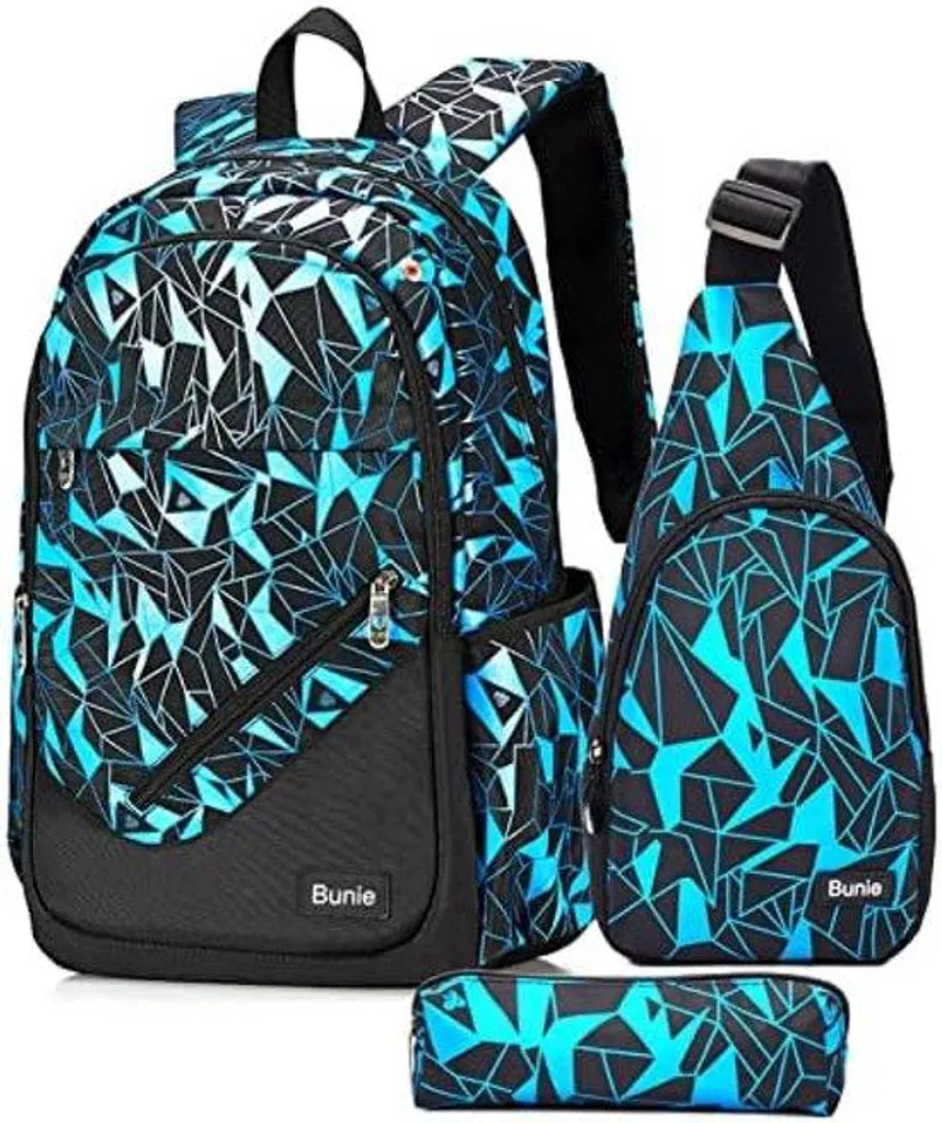 Sac d'école bleu pour garçon spécial grand format et ordinateur portable