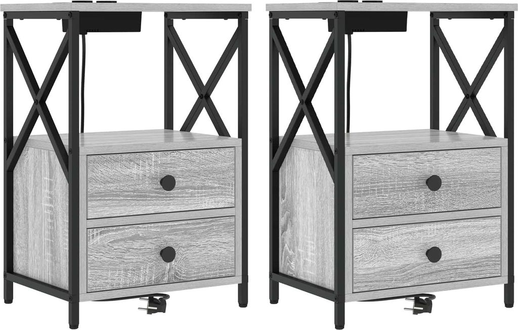 Nachttisch 2 pcs Graues Sonoma 40 x 31 x 60 cm Holzwerkstoff