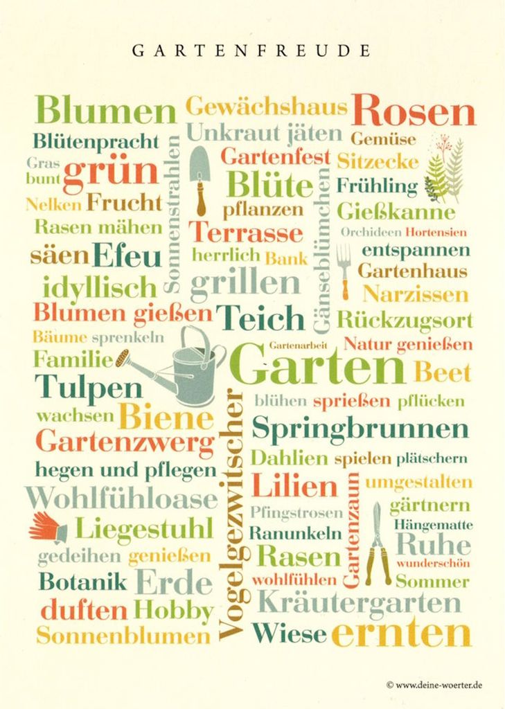 Postkarte Deine Wörter "Garten-Wörter - Gartenfreunde"