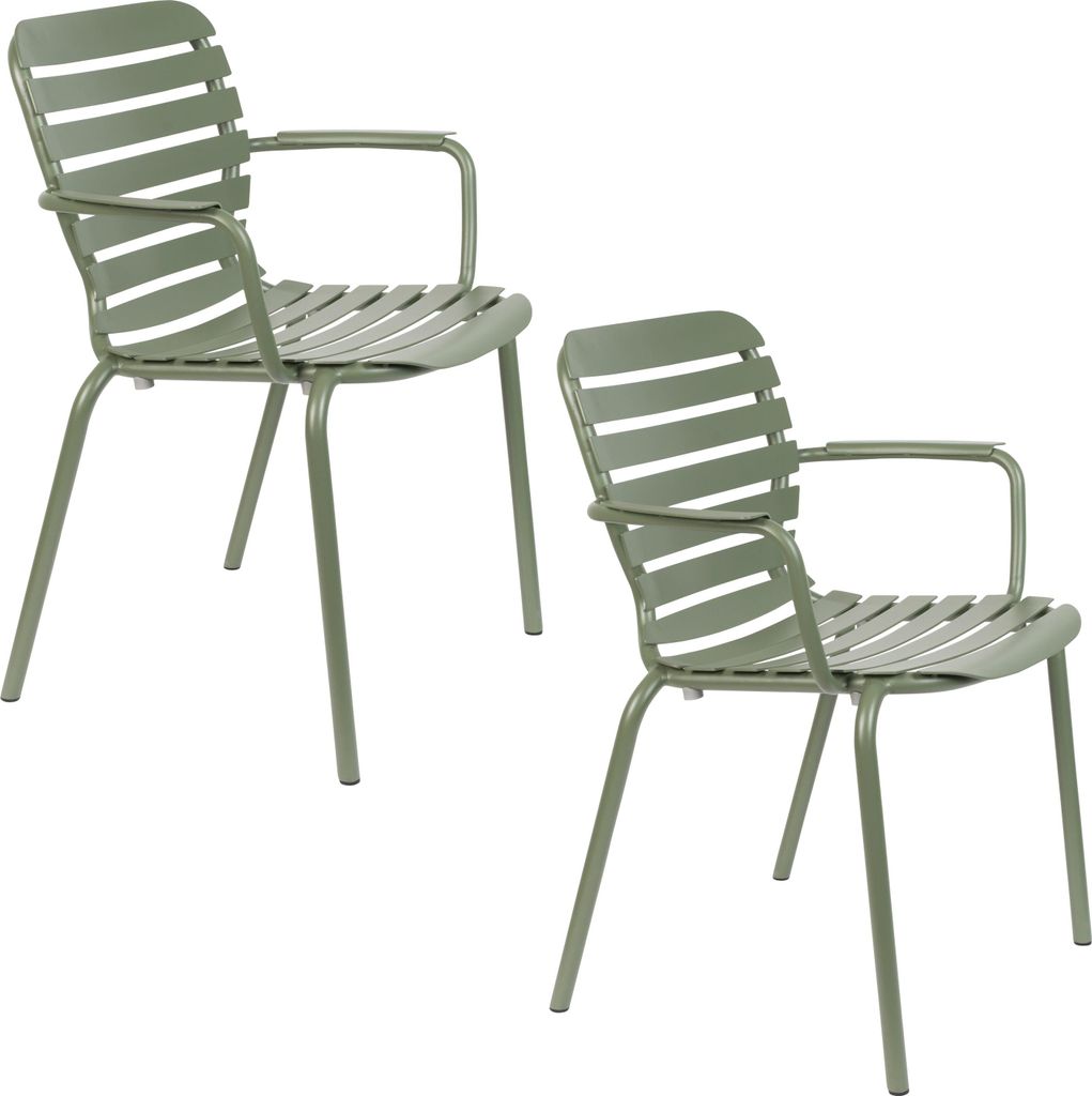 Zuiver Vondel Gartenstuhl mit Armlehne Grün - 2 er Set