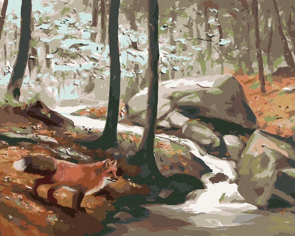 Zuty - Malen nach Zahlen - FUCHS AM BACH (D. RUSTY RUST), 40x50 cm, ohne Keilrahmen