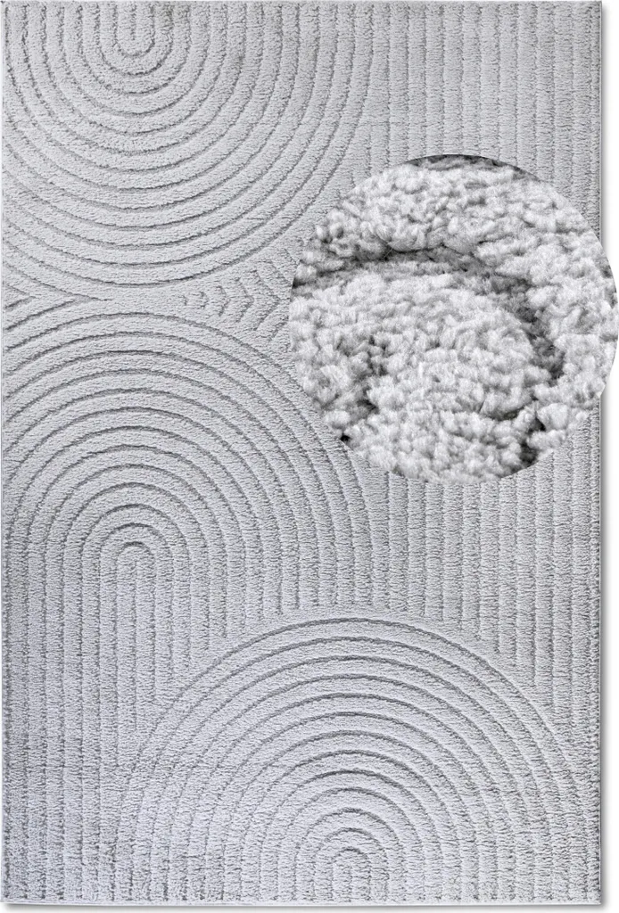 Tapis gris clair Panglao New York Design texture douce et résistante