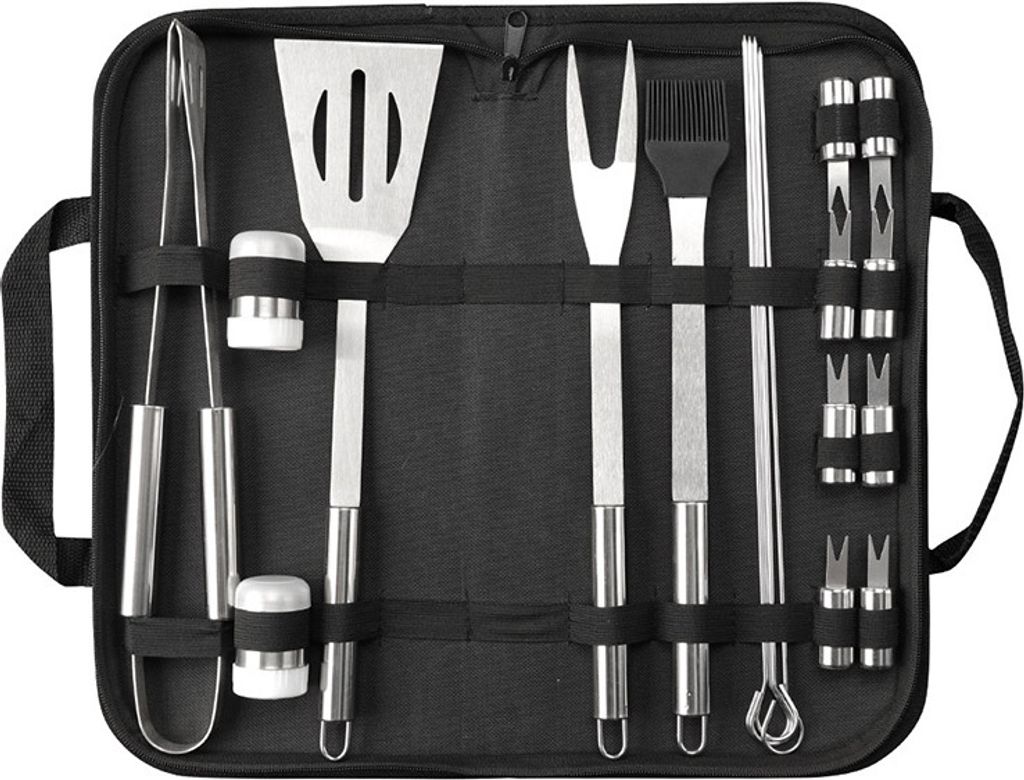 INF 19-teiliges Grillbesteck-Set mit Aufbewahrungstasche