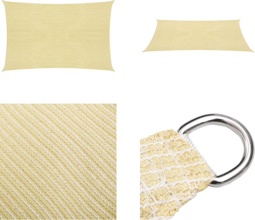 vidaXL Sonnensegel 160 g/m² Beige 3x4,5 m HDPE - Sonnensegel - Sonnenschutz - Windschutz - Sonnendach