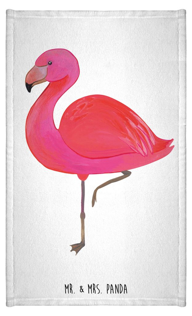 Mr. & Mrs. Panda Handtuch Flamingo Classic - Weiß - Geschenk, Kleines, glücklich, Stolz, Gästetuch, Selbstliebe, Frotteetuch, Ich, Geschwister, ...
