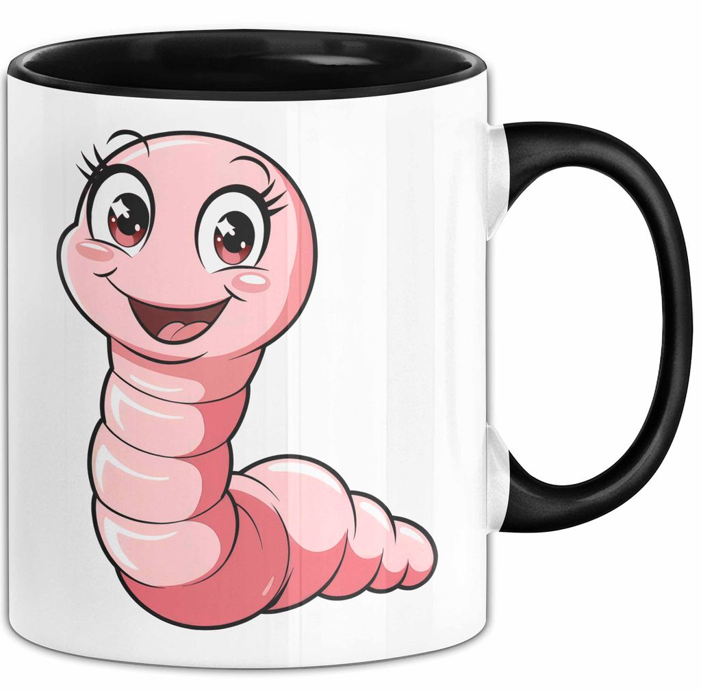 Regenwurm Tasse Geschenk Lustige Geschenkidee Spruch (Schwarz)