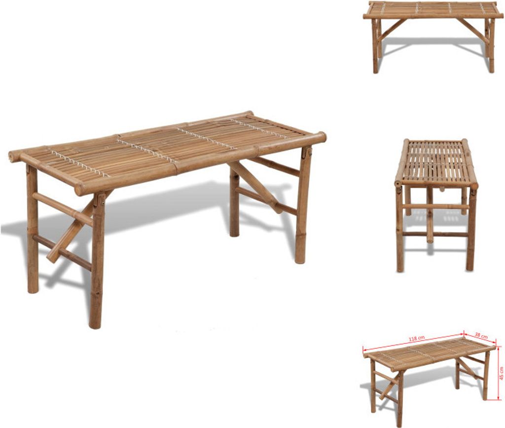 vidaXL Gartenbank Klappbar 118 cm Bambus - Gartenbänke