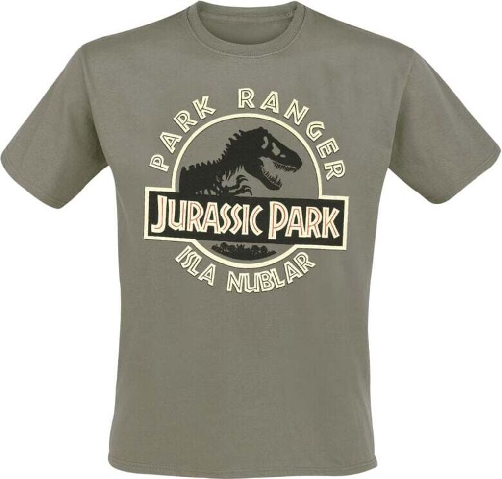 Jurassic Park T-Shirt Herren Park Ranger khaki Fan-Merch, Filme 100% Baumwolle L