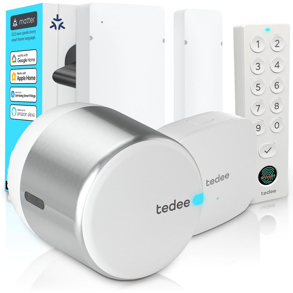 Tedee GO2 Alu s Bridge, Keypad PRO a senzorom dverí – Obrázok produktu 