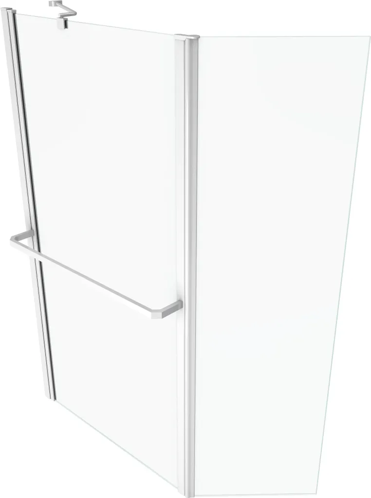 Pare Baignoire Volet Pivotant 130x105 cm Verre Sécurit Profilé Blanc