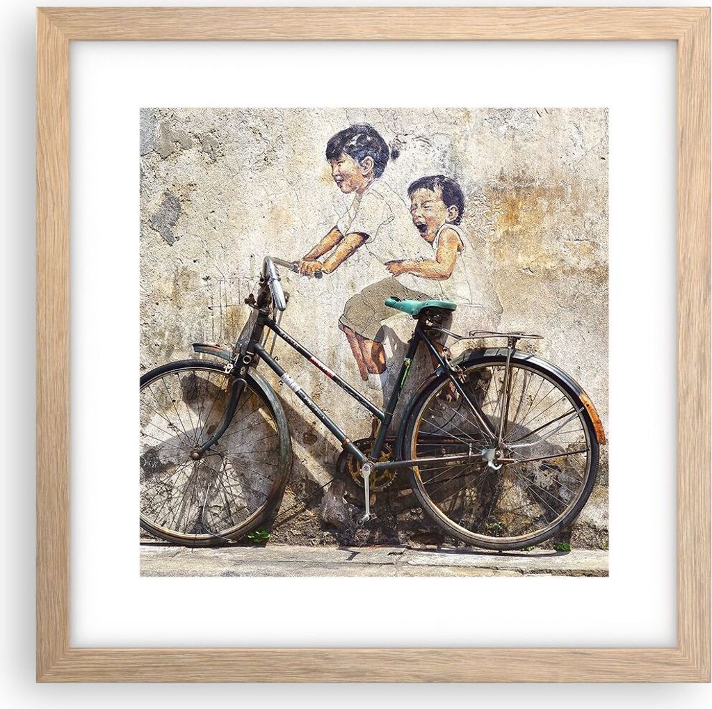 Gerahmtes Poster - Rahmen in heller Eiche - Graffiti modern - 30x30 cm - Wand Bild - Wanddeko - Wandbilder - Kunstposter - Wandposter - Bilderrahme...