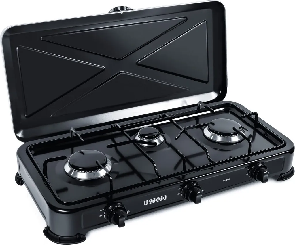 Cuisinière à gaz PROMIS KG300 Noire idéale pour petits espaces et studios