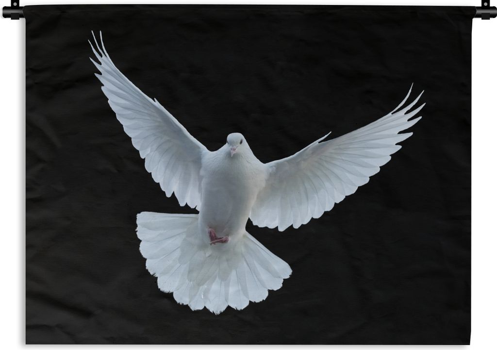 MuchoWow Wandteppich Wandbehang Taube - Vogel - Schwarz - Weiß - Porträt 90x67.5 cm Tapisserie Dekoration Wandtuch - Fototeppich - Wand-Skulpturen
