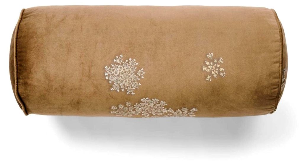 Zierkissen Lauren Zimt mit Paspel und Blumenmuster, Größe: 22 x 50 cm