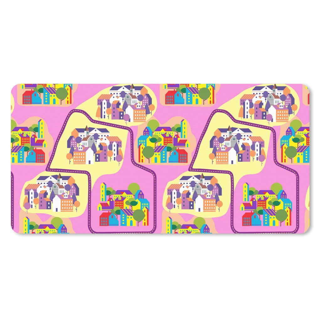 MuchoWow Mauspad Mousepad Skyline - Muster - Rosa 60x30 cm - Mousepads - Maus Mat - Pad - Mausunterlage - Nachhaltig
