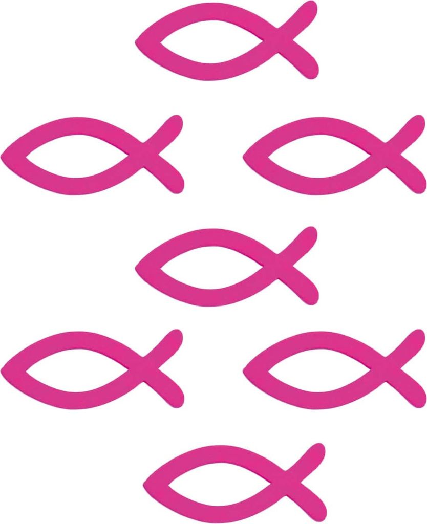 Oblique Unique 18 Holz Fische Streudeko Taufe Kommunion Konfirmation - Echtholz pink