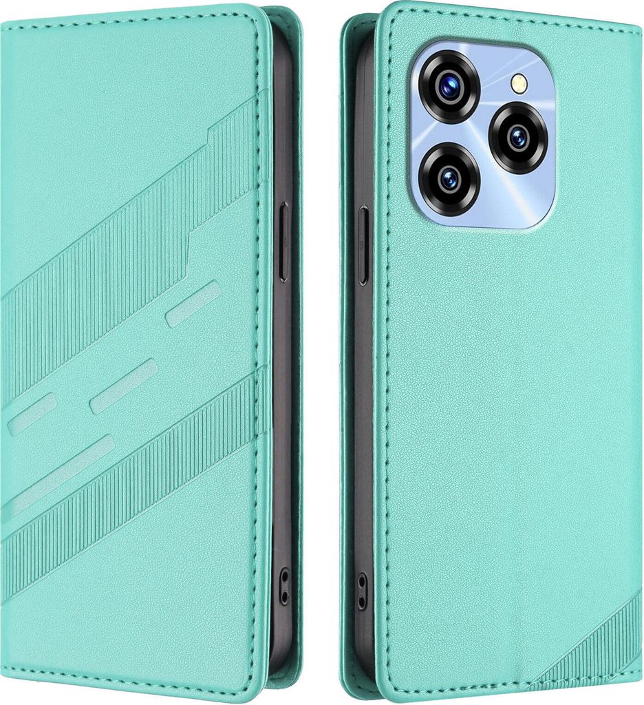 Hülle für Oukitel C50, Kunstleder Brieftaschen Handyhülle mit Kartenfach und Standfunktion Türkis