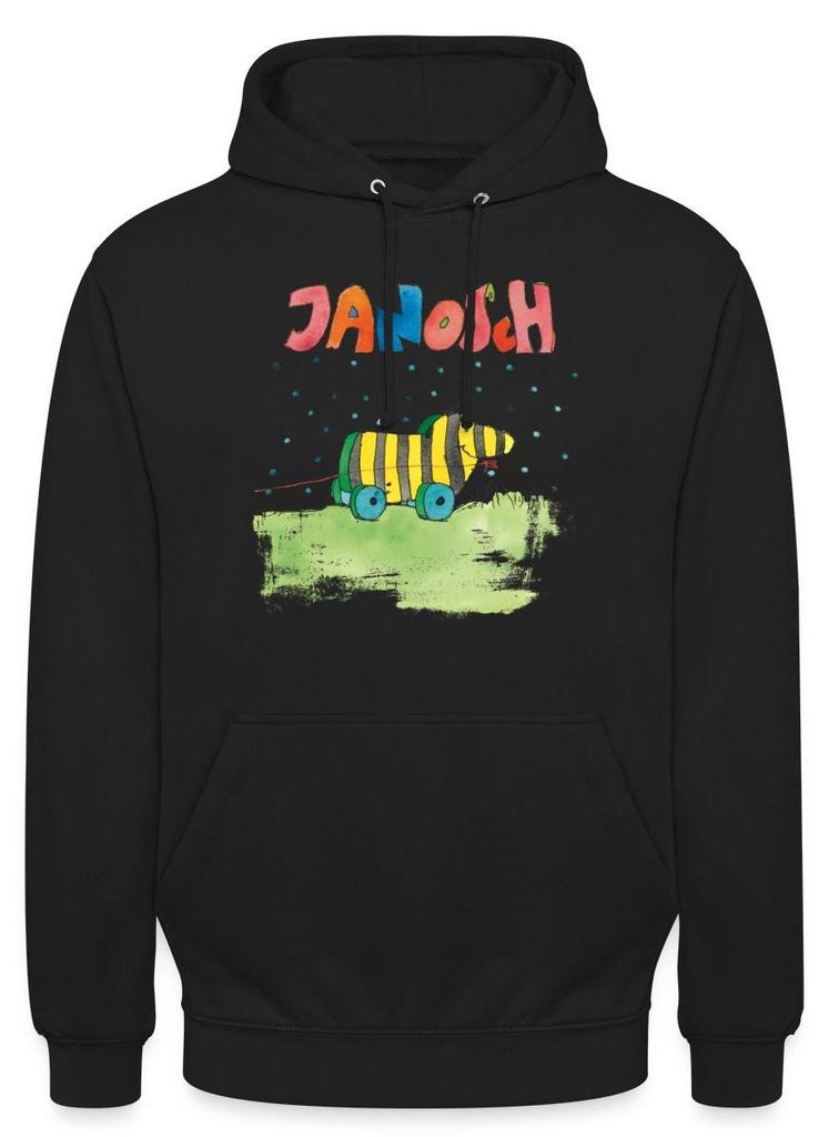 Spreadshirt Janosch Tigerente Schriftzug Uni Hoodie, 3XL, Schwarz