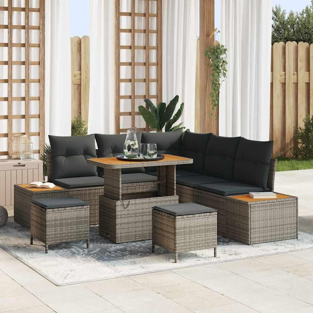 Maison Exclusive - Gartensofa-set 8 pcs Grau Poly-Rattan