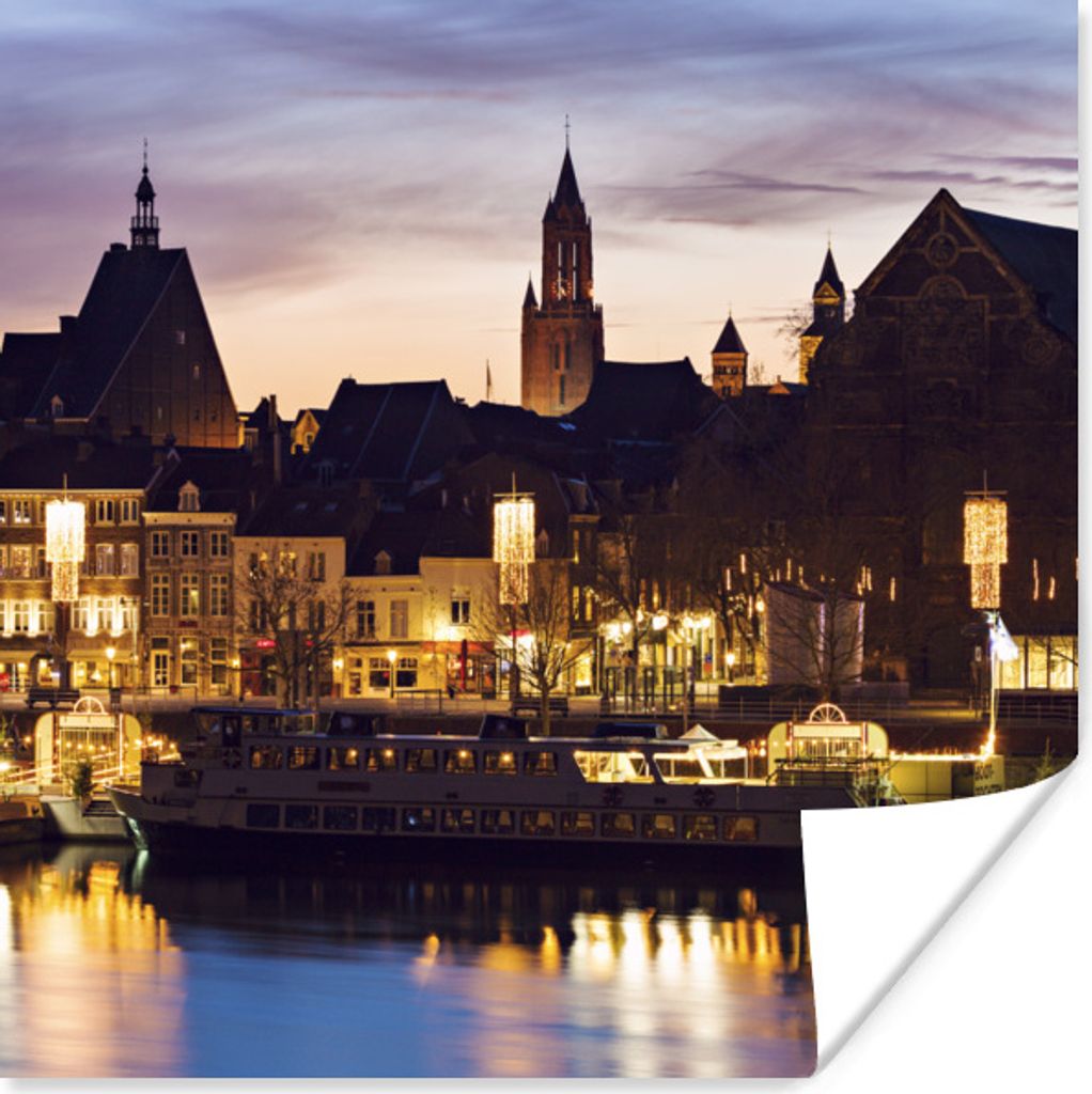 MuchoWow Poster Licht - Wasser - Maastricht 50x50 cm - Wohnzimmerdekoration