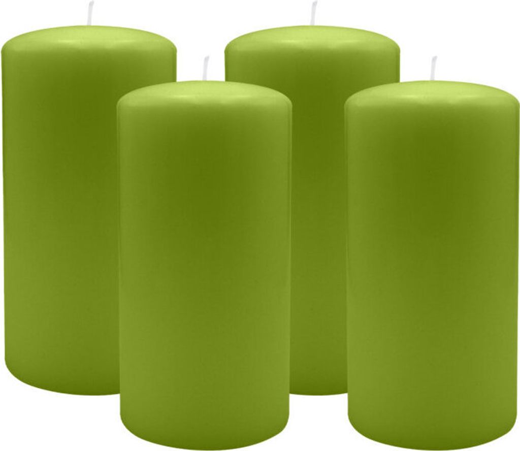 4er Set Adventskranzkerzen Limonegrün Ø 80 x 150 mm