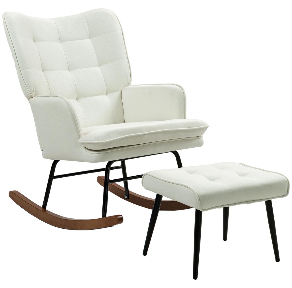 HOMCOM Schaukelstuhl Schwingsessel mit Hocker Relaxsessel Produktbild 