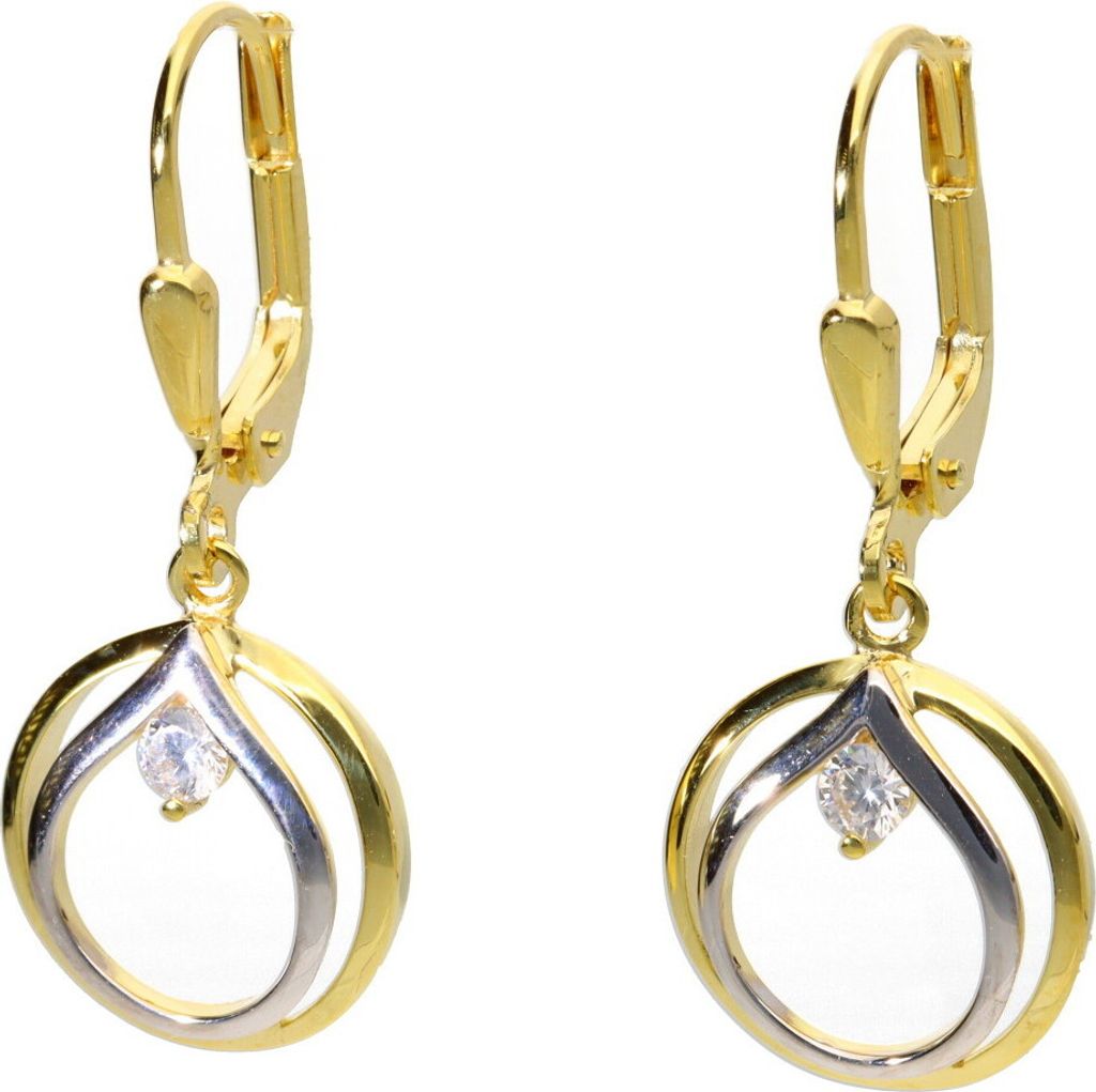 Damen Ohrringe Ohrhänger echt Gold 333 (8 kt) zweifarbig mit Zirkonia