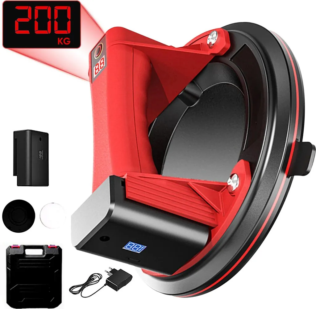 Ventouse à vide rouge 200 mm avec témoin de sécurité et coffret