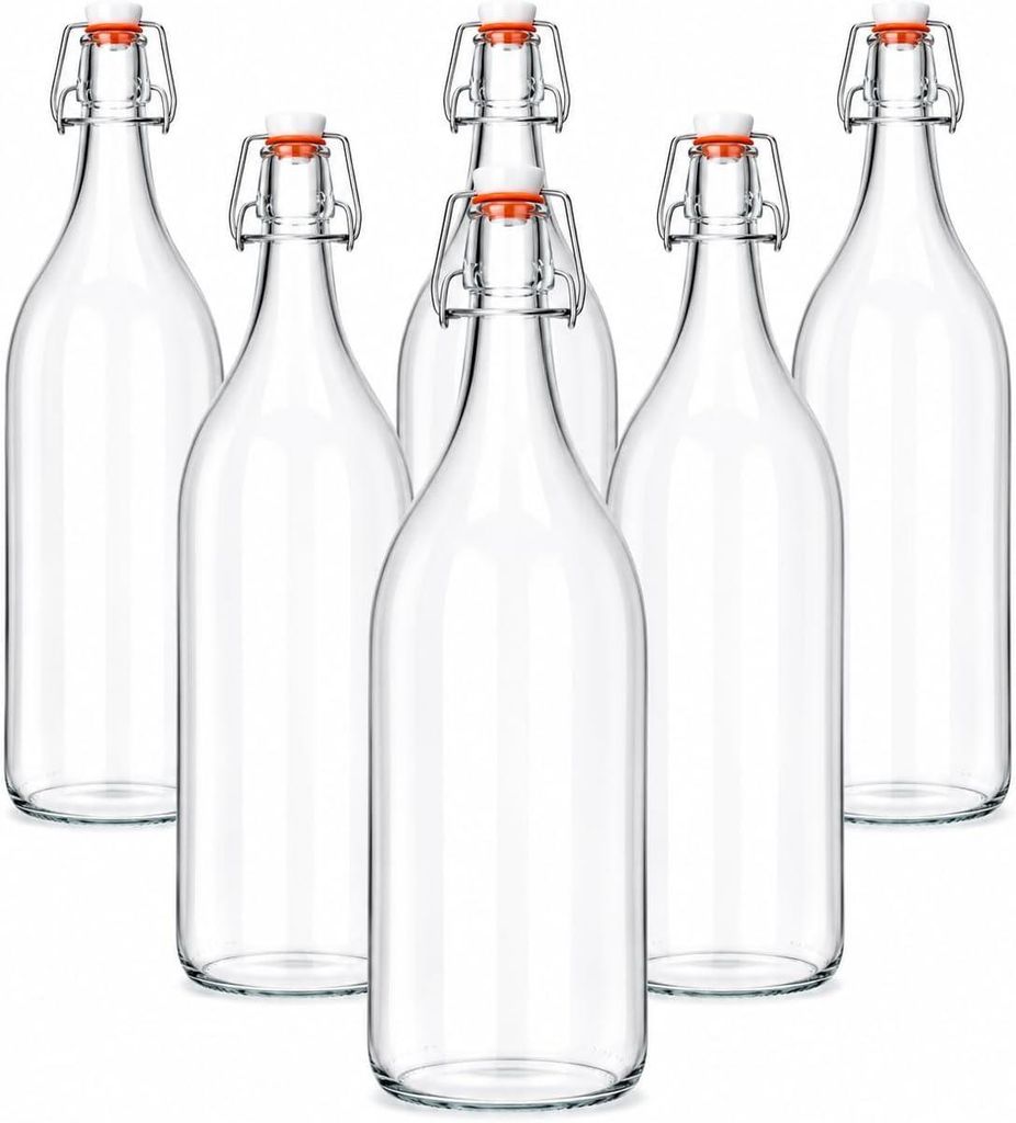 6x 2L Glasflaschen Bügelflaschen Likörflaschen Weinflasche Produktbild 