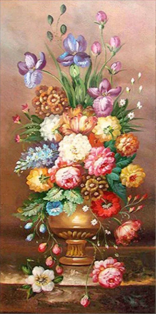 Broderie de diamants fleurs 45x85 cm : Déco murale DIY facile et chic